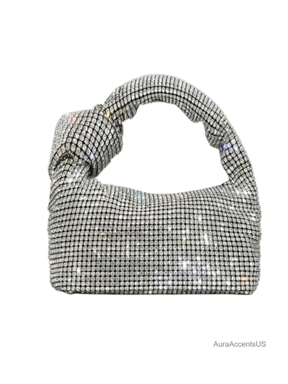 Crystal Rhinestone Hobo Dumpling Bag with Chain Strap, Evening Clutch Crossbody